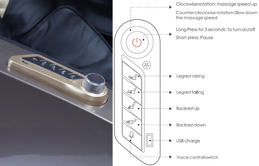 Massage Chair voice control and remote control